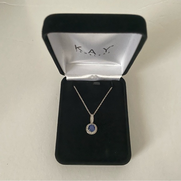 Kay Jewelers Sapphire Pendant Necklace w/ Original Bag, Box, and Inspection Info - Picture 4 of 10
